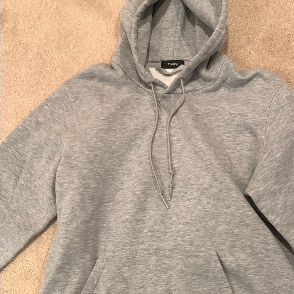 Theory Gray Sweatshirt with Hood and Drawstring